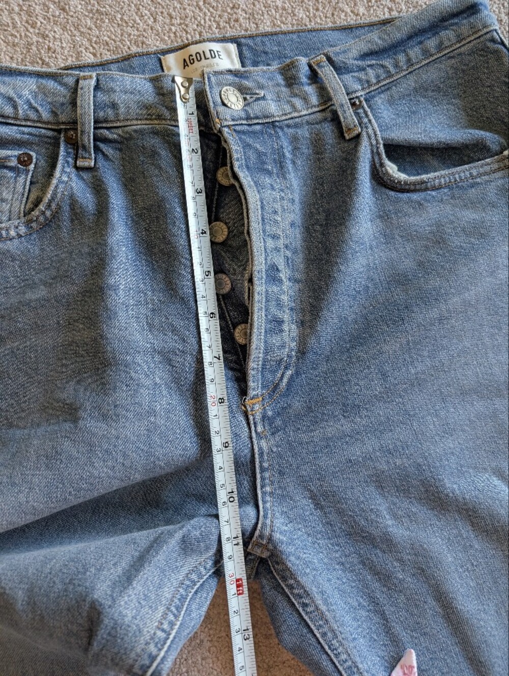 Agolde Riley High Rise Straight 90's Button Fly Distressed Jeans - Picture 8 of 9